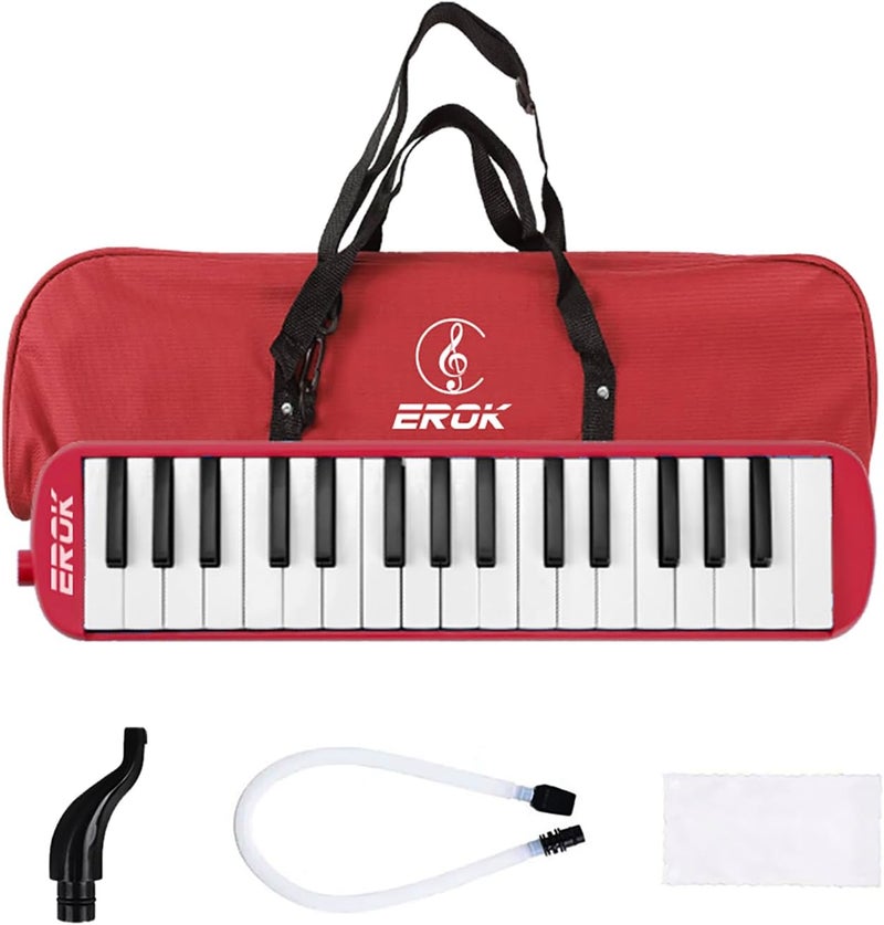 EROK 32 Keys Melodica Keyboard Instrument - Portable with Carrying Bag, Ideal for Beginners & Adults Gift (Red) - Image 1